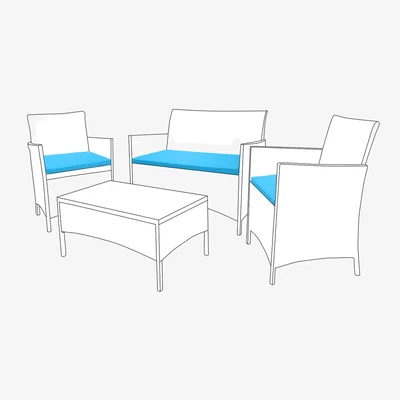 The Range 3pc Water-Resistant Garden Rattan Chair Cushion Seat Pads - Turquoise