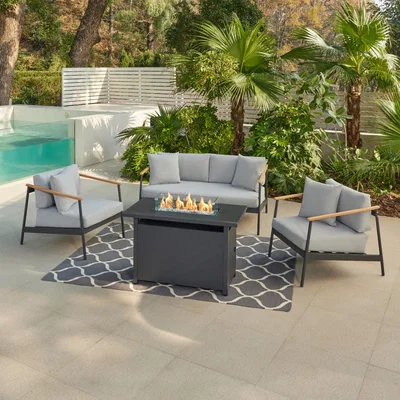 The Range Porta Aluminium Garden Conversation Set - Green / Sofa, 2 chairs, 2 coffee tables