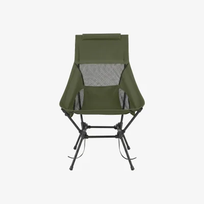 The Range Folding Outdoor Chair, Adjustable High Back Camping Seat with Head Support - Black
