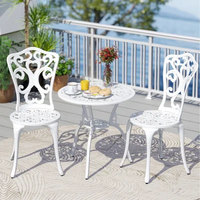 The Range 3 Piece Outdoor Furniture Table and Chairs Set - White