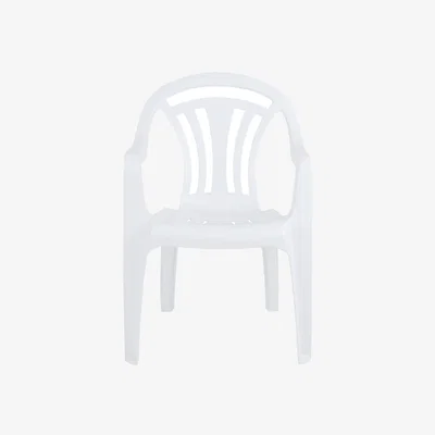 The Range Pack of 4 Stackable Plastic Low Back Garden Chairs - White