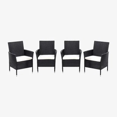 The Range Garden Furniture Rattan Chair Set  - Black / 4