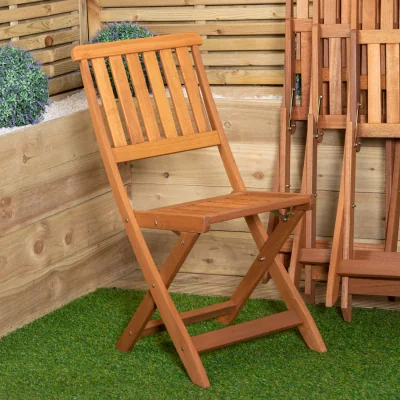 The Range Set of 4 Bowness Outdoor Garden Patio Wooden Folding Chairs - Brown