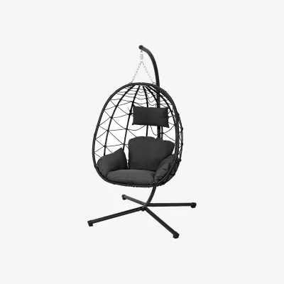 The Range Darphe Garden Water Drop Hanging Chair with Stand and Cushion - Black