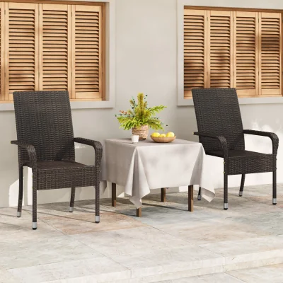 The Range Yaheetech Set of 2 Outdoor Rattan Dinning Chair Set - Brown
