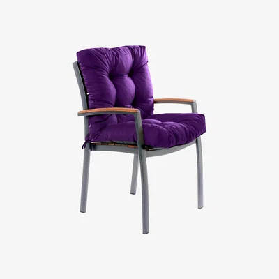 The Range Outdoor Tufted Chair Seat and Back Cushions with Secure Ties - Purple / 1