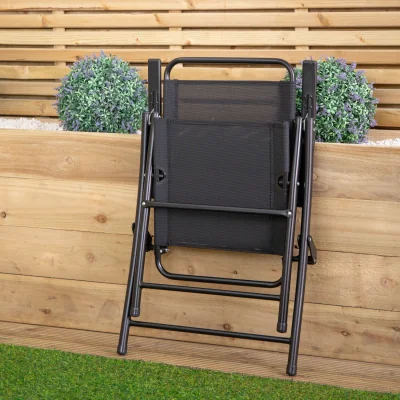The Range Samuel Alexander Multi-Position Folding Garden Patio Single Chair in Black - Black
