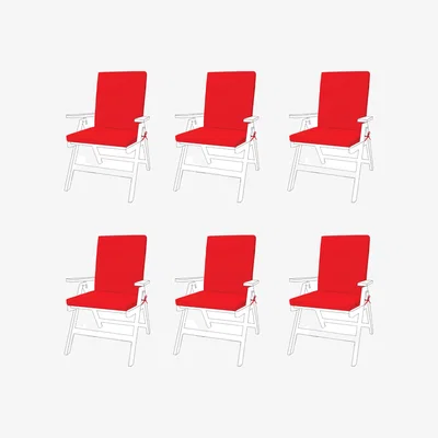 The Range Outdoor High Back Garden Chair Seat Cushion Pad with Ties - Red / 6