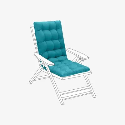 The Range Outdoor High Back Garden Rocking Chair Cushion Printed Seat Pad - Teal