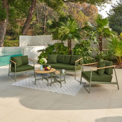 The Range Porta Aluminium Garden Conversation Set - Green / Sofa, 2 chairs, 2 coffee tables