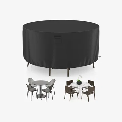 The Range 158cm Outdoor Table Chair Set Cover Round Patio Furniture Cover - Black