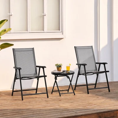 The Range Yaheetech 3-Piece Folding Outdoor Chair and Table Set - Black/Grey