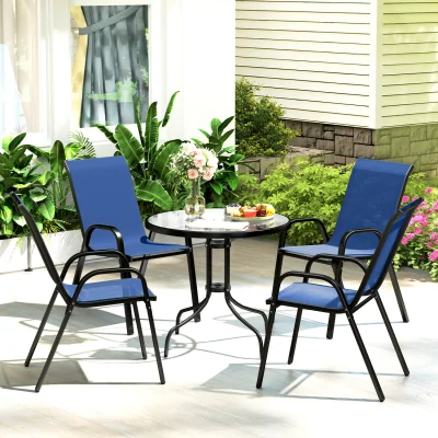 The Range Outsunny Garden Furniture Set with Stackable Chairs - Blue