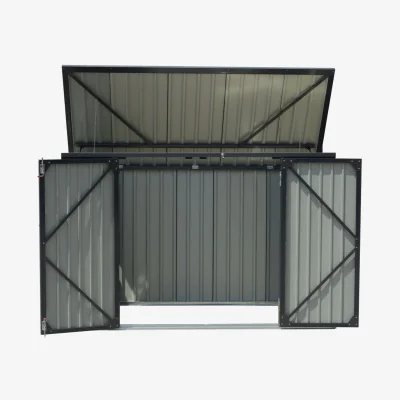 The Range Outdoor Metal Garbage Storage Shed - Charcoal Black
