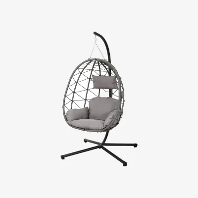 The Range Darphe Garden Water Drop Hanging Chair with Stand and Cushion - Grey