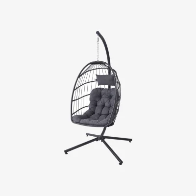 The Range Darphe Garden Hanging Egg Chair with Cushion and Pillow - Black