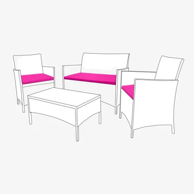 The Range 3pc Water-Resistant Garden Rattan Chair Cushion Seat Pads - Pink
