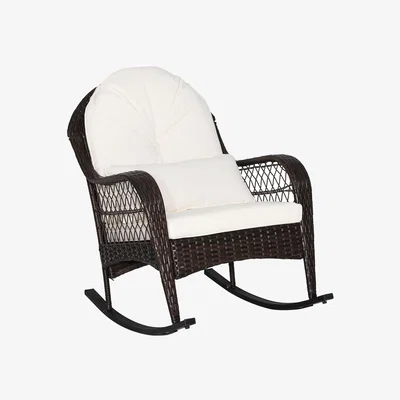 The Range Costway Outdoor Wicker Rocking Chair - Mix Brown - Mix Brown