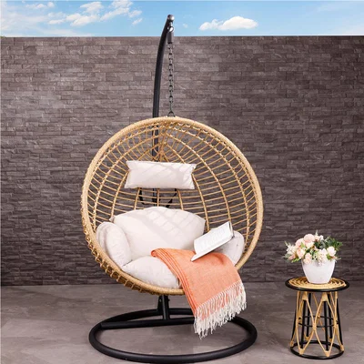 The Range Single Hanging Swing Chair H198 x Diameter 104cm Natural - Black, Cream, Natural