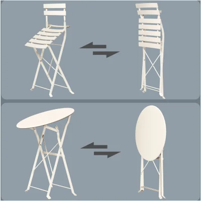 The Range Patio Table and Chairs Set, 3-Piece Folding Bistro Furniture, for Garden - Beige