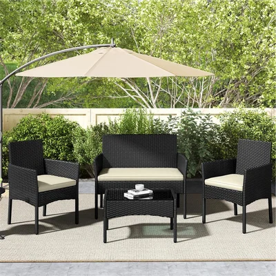 The Range Set of 4 Outdoor Reception Table and Chair Set - Beige