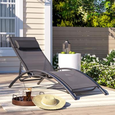 The Range Set of 2 Outdoor Adjustable Reclining Chaise Lounge Chair - Black