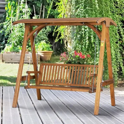 The Range Larch Wood Wooden Garden Swing Chair Seat - Teak
