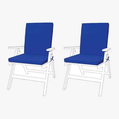 The Range Outdoor High Back Garden Chair Seat Cushion Pad with Ties - Blue / 2
