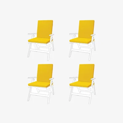 The Range Outdoor High Back Garden Chair Seat Cushion Pad with Ties - Yellow / 4