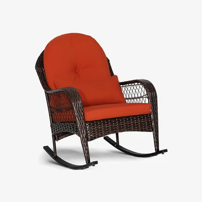 The Range Outdoor Wicker Rocking Chair - Red