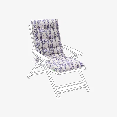 The Range Outdoor High Back Garden Rocking Chair Cushion Printed Seat Pad - Lavender