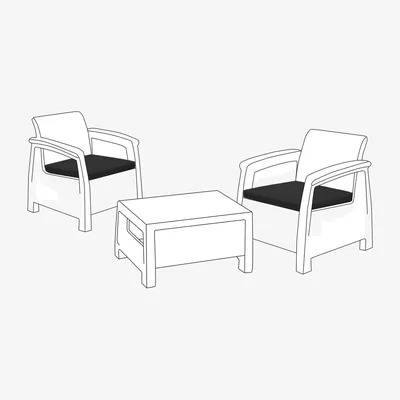 The Range Outdoor Rattan Chair Cushion Garden Keter Furniture 2pc Seat Pads - Black