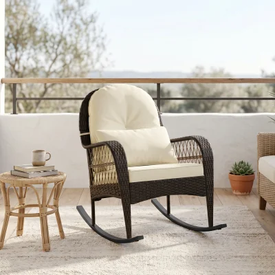 The Range Yaheetech Outdoor Rattan Rocking Chair - Brown