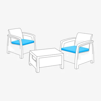 The Range Outdoor Rattan Chair Cushion Garden Keter Furniture 2pc Seat Pads - Turquoise