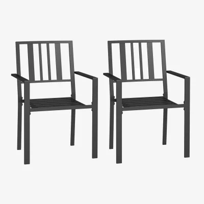 The Range Moyolo Set of 2 Metal Black Minimalist Outdoor Garden Chairs
