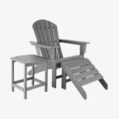 The Range Rustic Single Chair and Footrest Garden Set - Light Grey