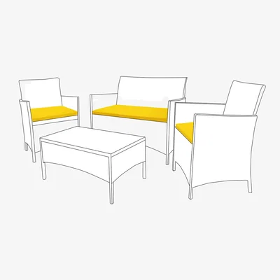 The Range 3pc Water-Resistant Garden Rattan Chair Cushion Seat Pads - Yellow