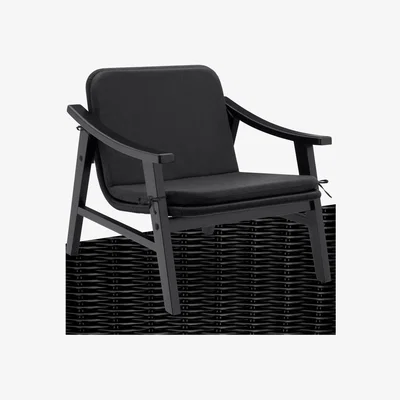 The Range Rattan Garden Chair - Varnished Wooden Frame Lounge Armchair - Black