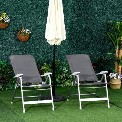 The Range Set Of 2 Padded Folding Deck Chair - Deep Grey