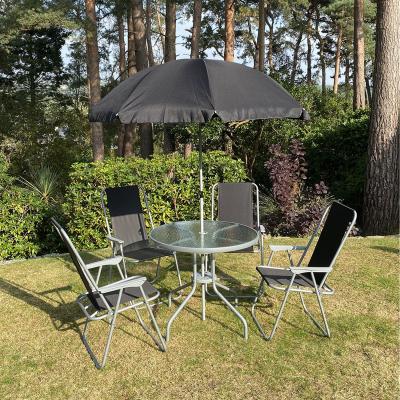 The Range 6 Piece Garden Furniture Set with Folding Chairs - Grey