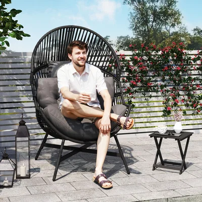 The Range Outsunny Single Seat Egg Chair Outdoor Garden Chair - Charcoal grey