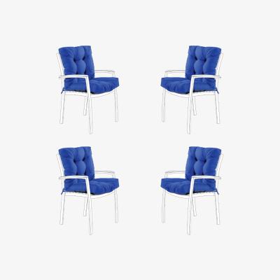The Range Outdoor Tufted Chair Seat and Back Cushions with Secure Ties - Morrocan Blue / 4