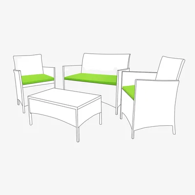 The Range 3pc Water-Resistant Garden Rattan Chair Cushion Seat Pads - Lime