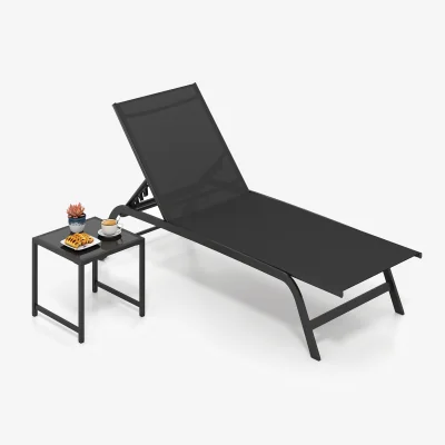 The Range Outdoor Chaise Lounge Chair Set - Black
