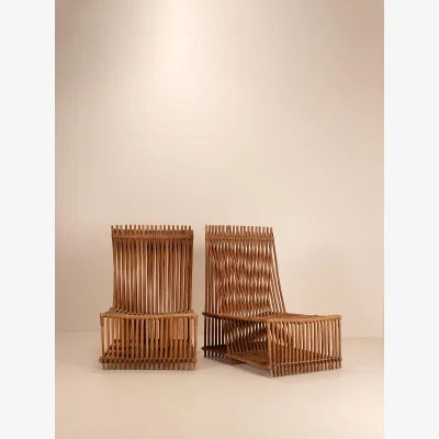 Soho Home Vintage Pair of Decorative Chairs, Bamboo