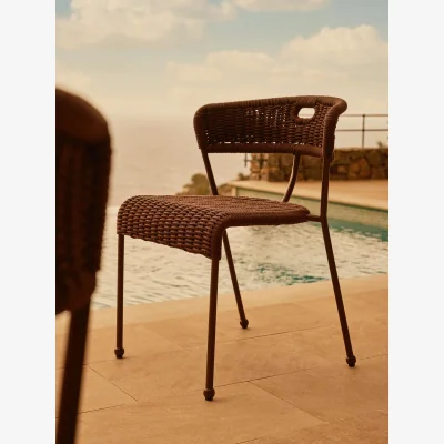 Soho Home Pair of Lisson Outdoor Dining Chairs, Bordeaux