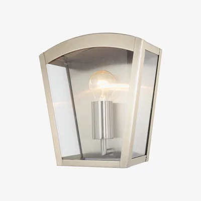BHS.com Kerr Outdoor Lantern Curved Wall Light, Stainless Steel