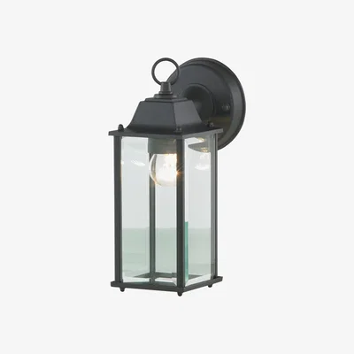 BHS.com Lille Outdoor Bevelled Glass Wall Light Lantern, Black