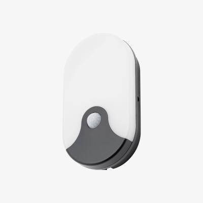 BHS.com Swona 15 Watt LED Outdoor Oval Bulkhead Light with PIR, Black