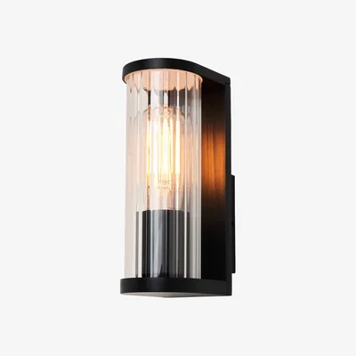 BHS.com Mason Ribbed Outdoor Wall Light, Black